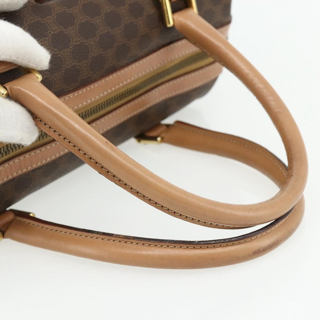 Celine Vintage Macadam Boston Bag Canvas And Leather Brown Canvas Handbag