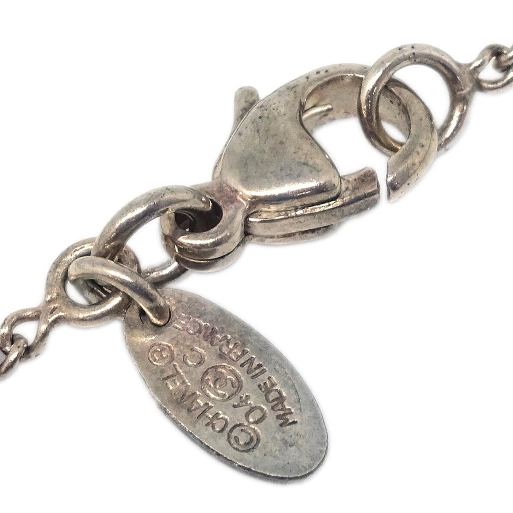 Chanel Vintage Cc Pendant Long Necklace Metal Silver Silver_Plated Necklace Jewelry