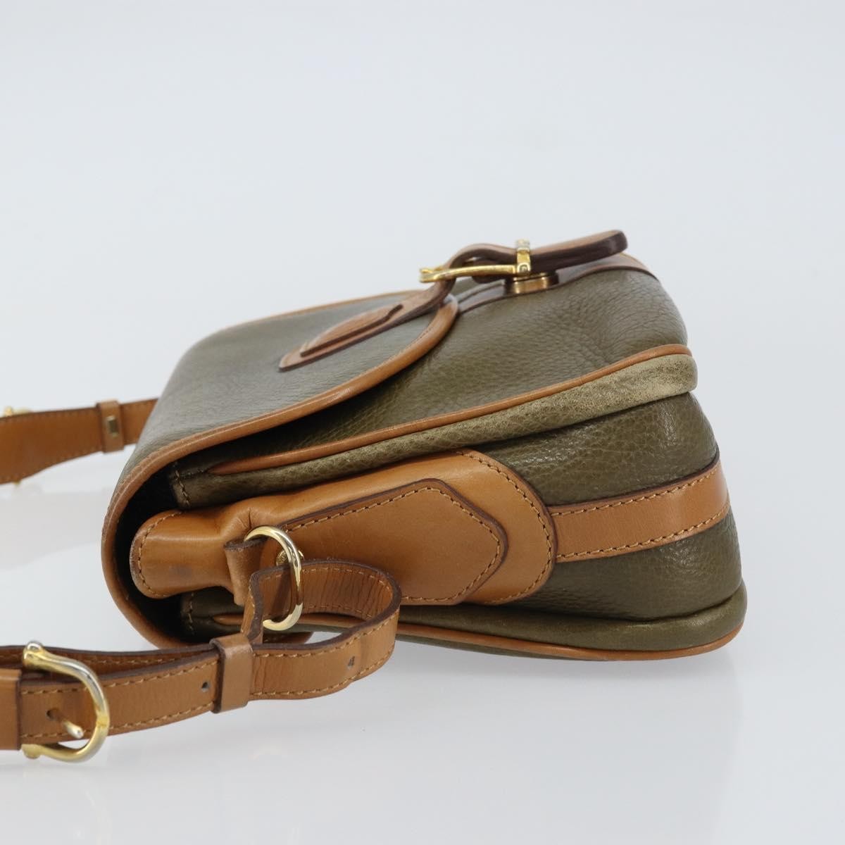 Celine Vintage Shoulder Bag Leather Khaki Leather Shoulder Bag Bag
