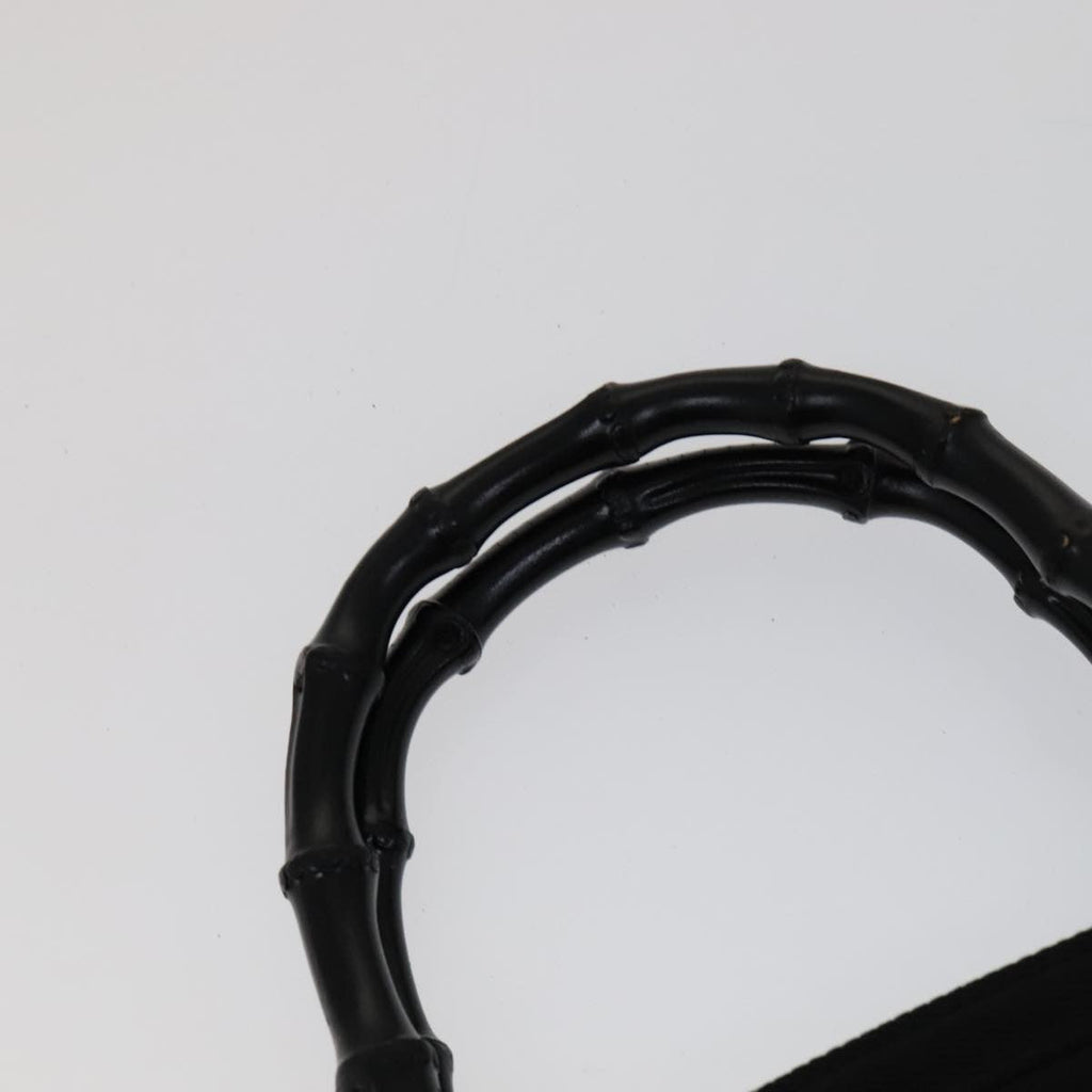 Gucci Vintage Bamboo Handle Bag Nylon Black Nylon Handbag (Pre-Owned)