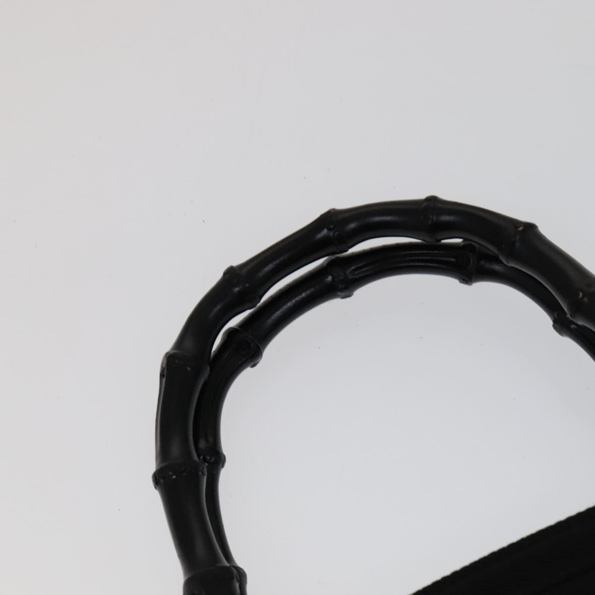 Gucci Vintage Bamboo Handle Bag Nylon Black Nylon Handbag (Pre-Owned)
