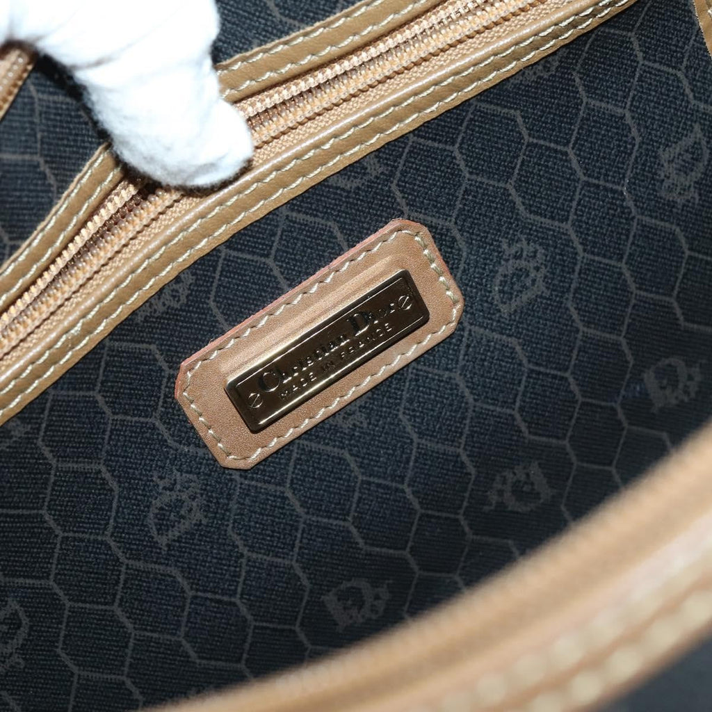 Christian Dior Vintage Honeycomb Boston Bag Canvas And Leather Black Canvas Travel Bag Bag (Pre-Owned)