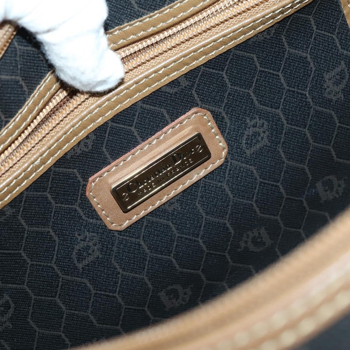 Christian Dior Vintage Honeycomb Boston Bag Canvas And Leather Black Canvas Travel Bag Bag (Pre-Owned)
