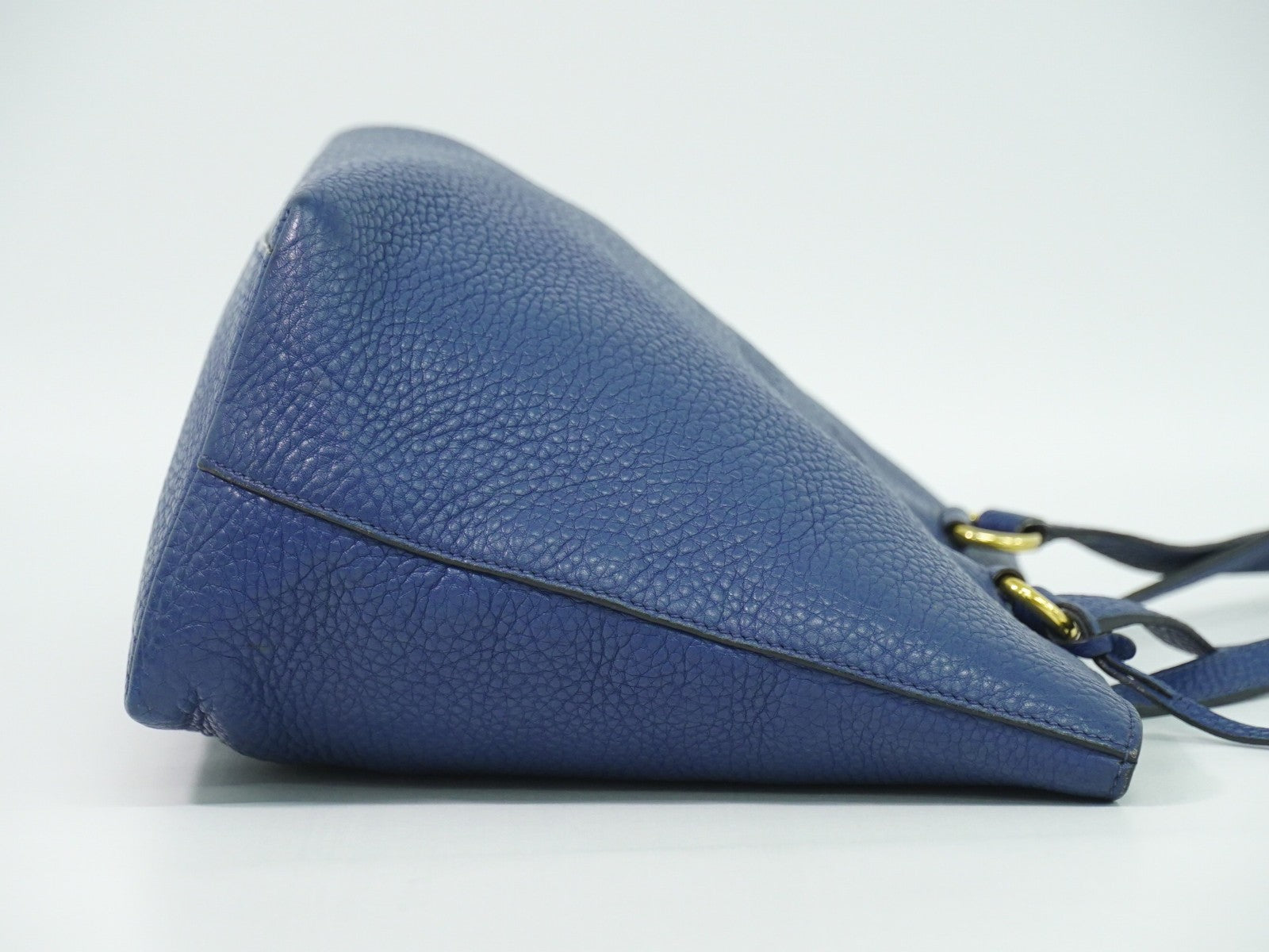 Prada Embossed Logo Open Tote Leather Blue Leather Tote Bag Bag