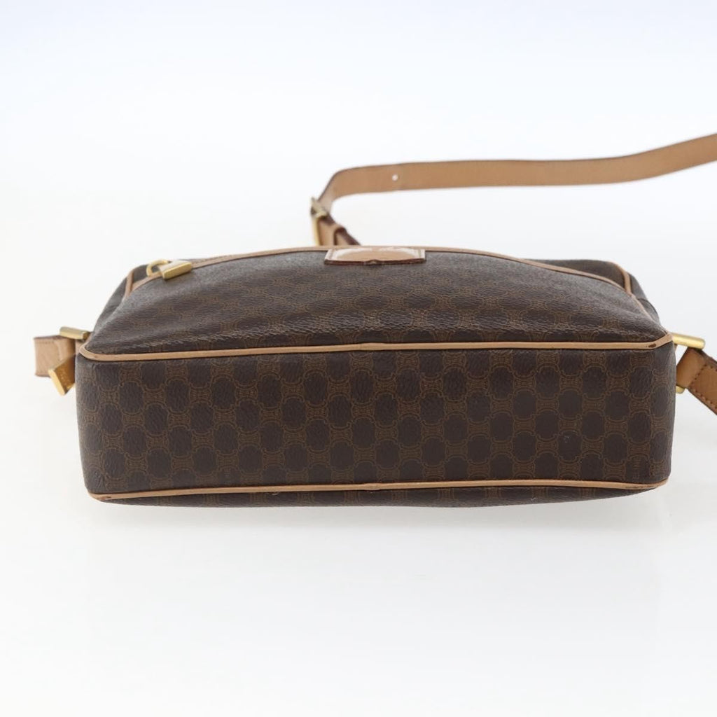 Celine Vintage Macadam Shoulder Bag Canvas And Leather Brown Canvas Shoulder Bag Bag