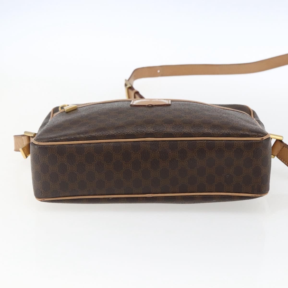 Celine Vintage Macadam Shoulder Bag Canvas And Leather Brown Canvas Shoulder Bag Bag