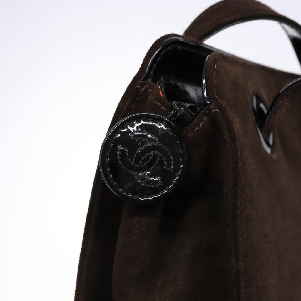 Chanel Vintage Logo Tote Suede Brown Suede Tote Bag Bag