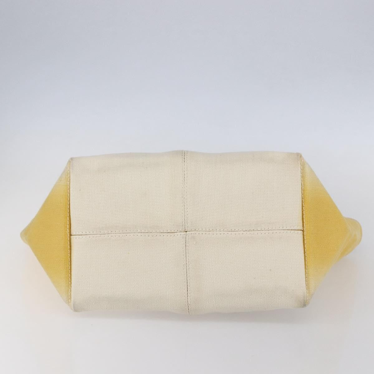 Bottega Veneta Braided Handle Open Tote Bag Canvas With Leather Yellow Canvas Bag