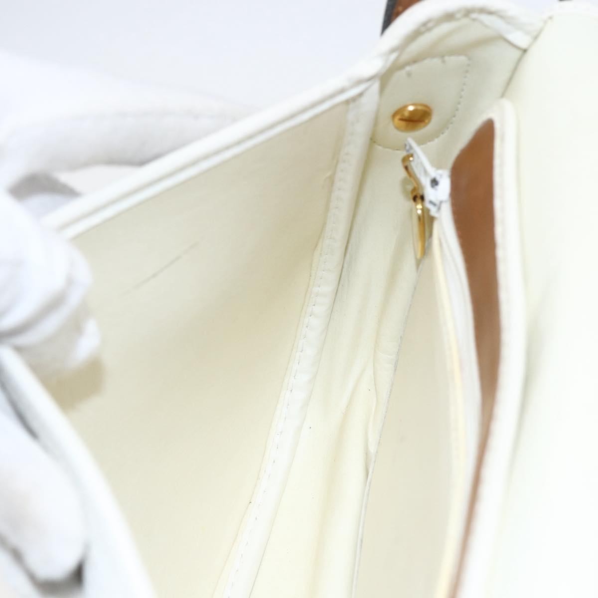 Christian Dior Vintage Shoulder Bag Leather White Leather Shoulder Bag Bag (Pre-Owned)