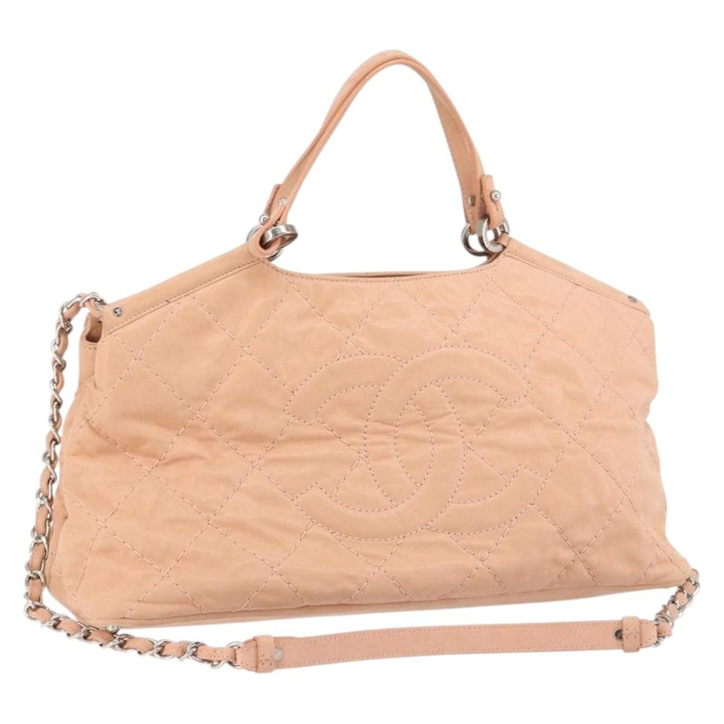 Chanel Cc Sea Hit Tote Quilted Iridescent Calfskin Pink Leather Shoulder Bag Bag