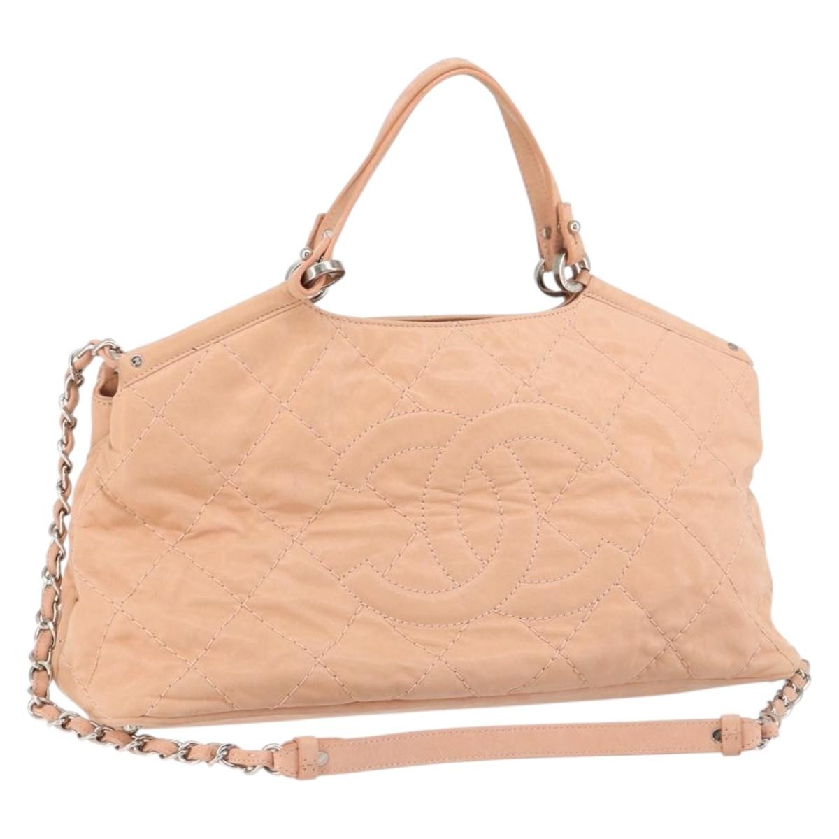Chanel Cc Sea Hit Tote Quilted Iridescent Calfskin Pink Leather Shoulder Bag Bag