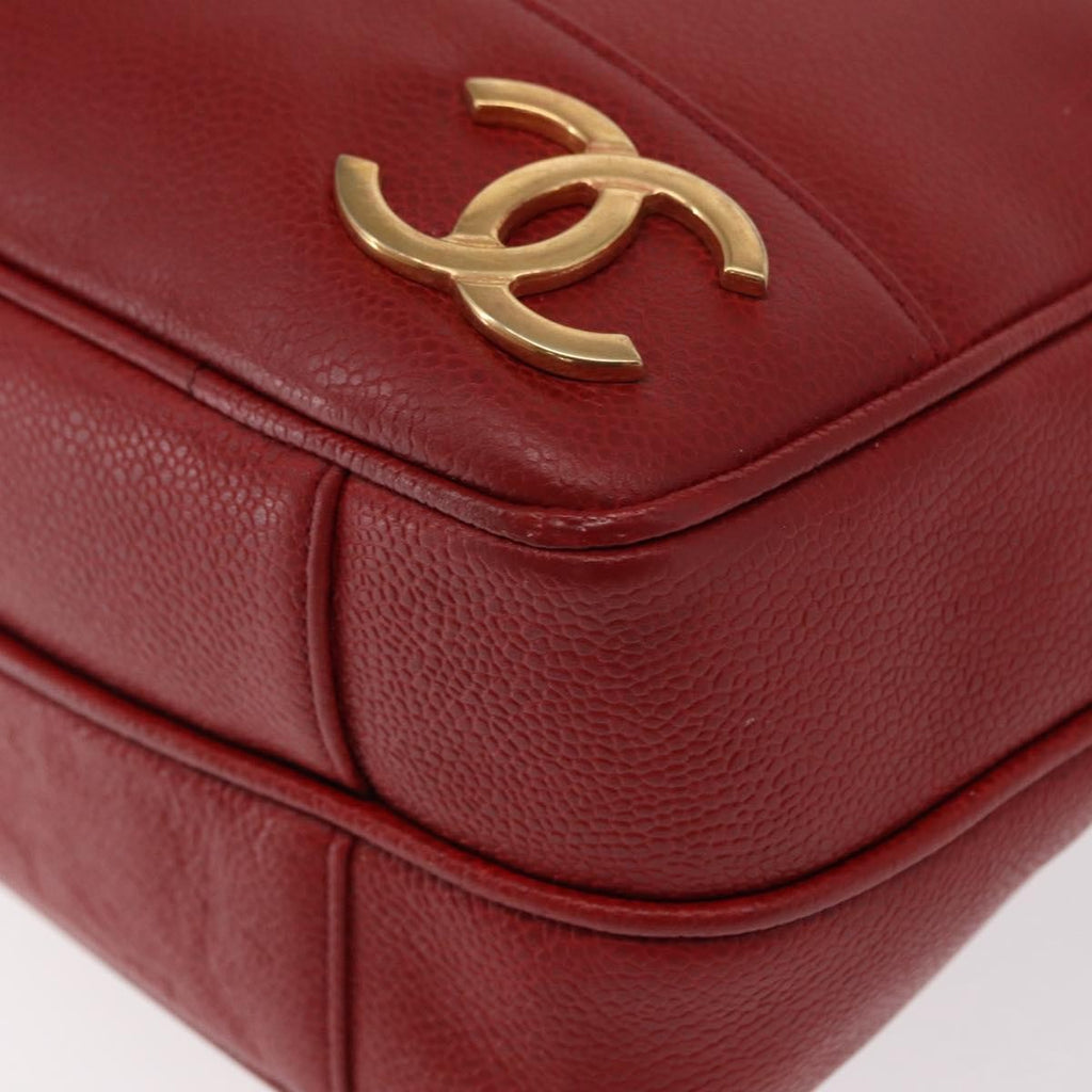 Chanel Vintage Metal Cc Shoulder Bag Caviar Red Leather Shoulder Bag Bag