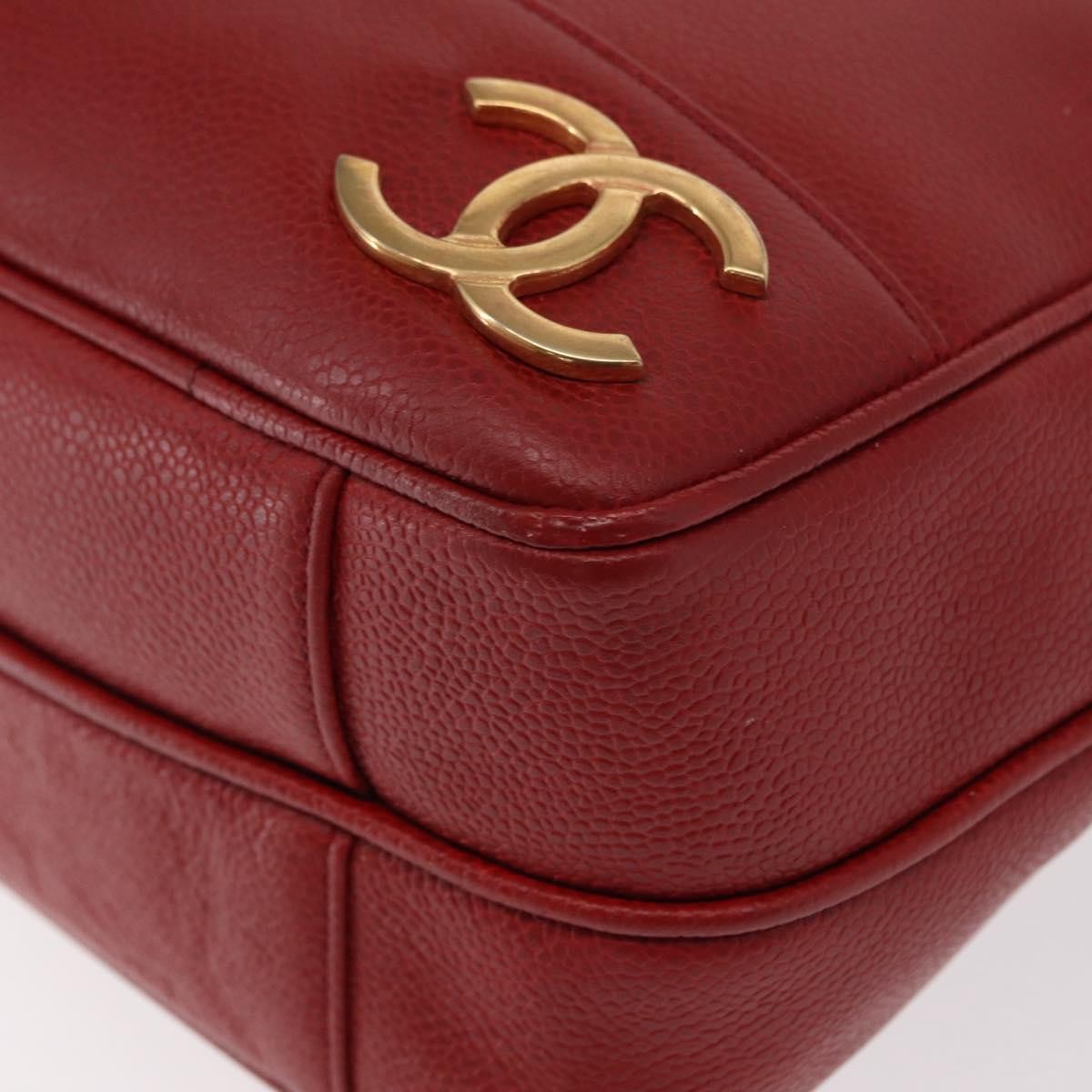 Chanel Vintage Metal Cc Shoulder Bag Caviar Red Leather Shoulder Bag Bag