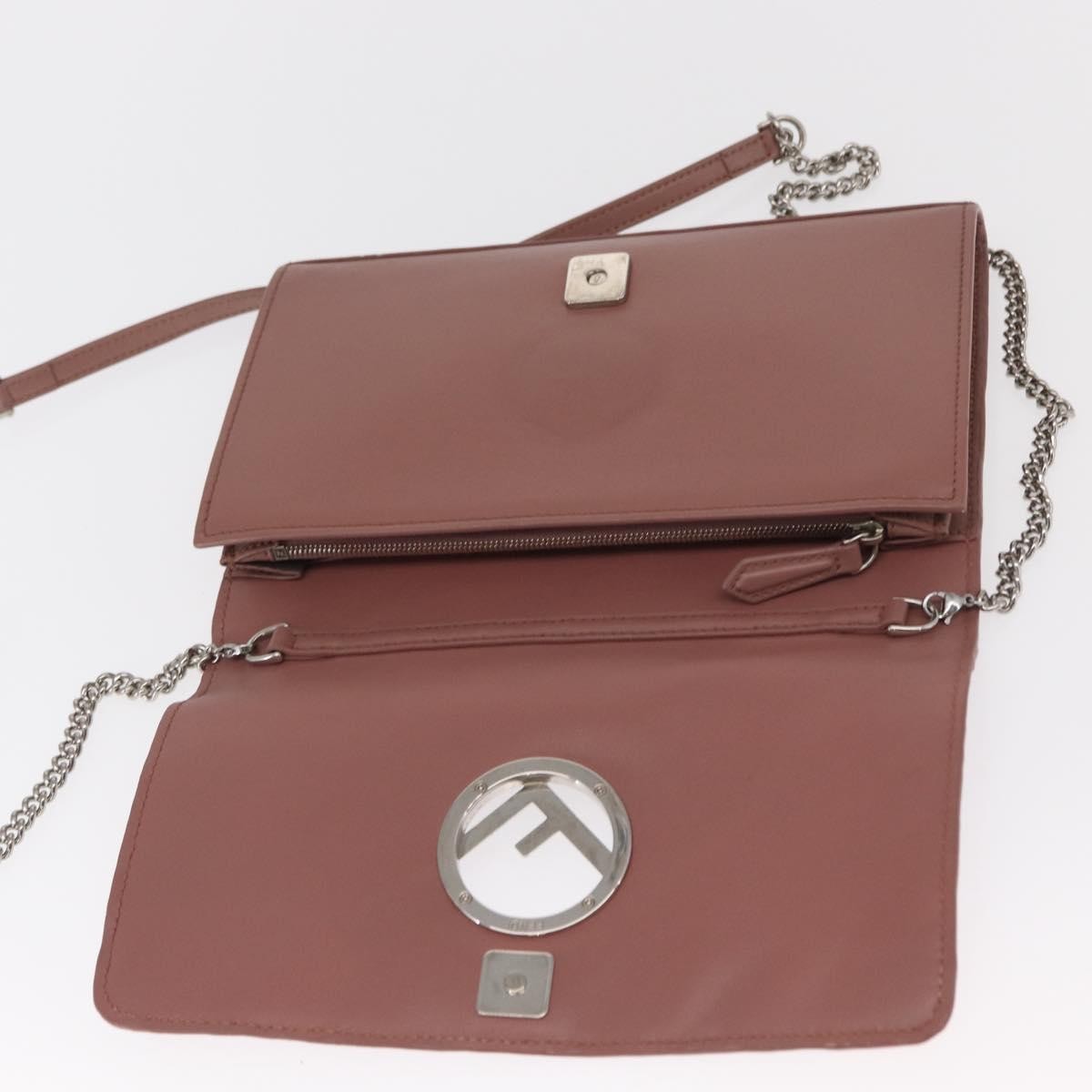 Fendi F Is Fendi Wallet On Chain Leather Pink Leather Shoulder Bag Bag