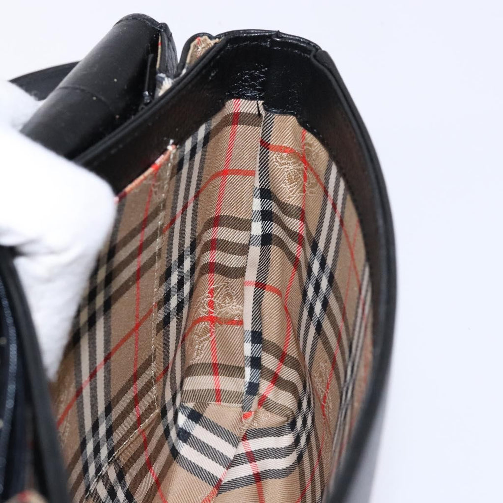 Burberry Flap Shoulder Bag Leather Black Leather Shoulder Bag