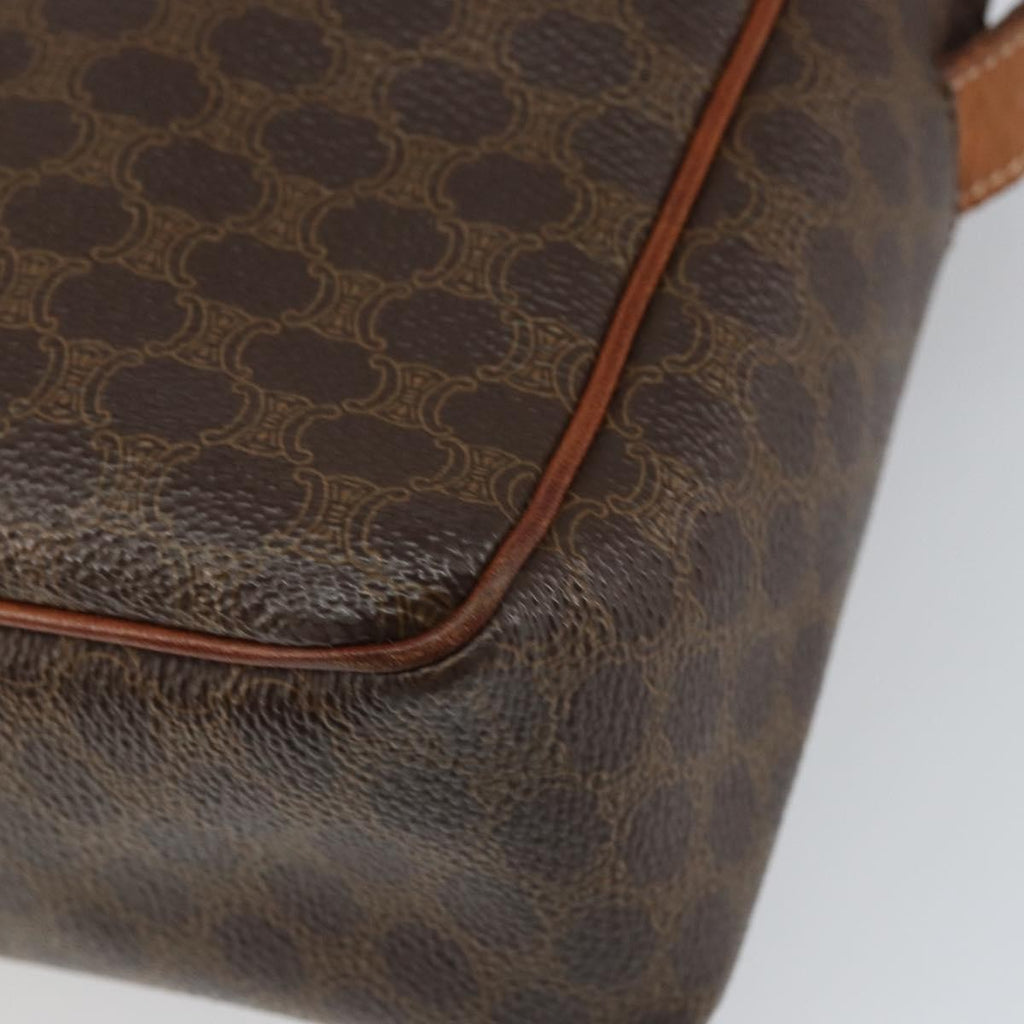 Celine Vintage Macadam Shoulder Bag Canvas And Leather Brown Canvas Shoulder Bag Bag
