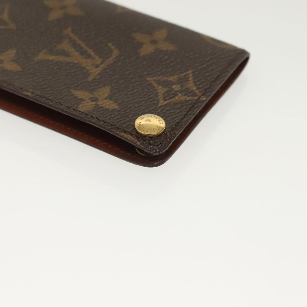 Louis Vuitton Porte Cartes Pression Card Case Monogram Canvas Brown Canvas Card Holders Accessory