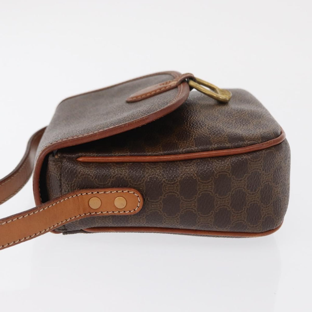 Celine Vintage Macadam Shoulder Bag Canvas And Leather Brown Canvas Shoulder Bag Bag