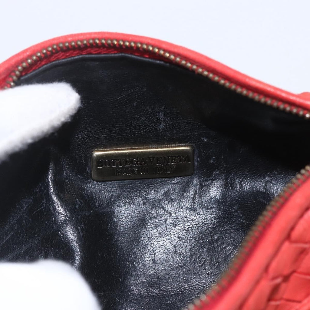 Bottega Veneta Intrecciato Clutch Bag Leather Red Leather Clutche & Pouche Bag