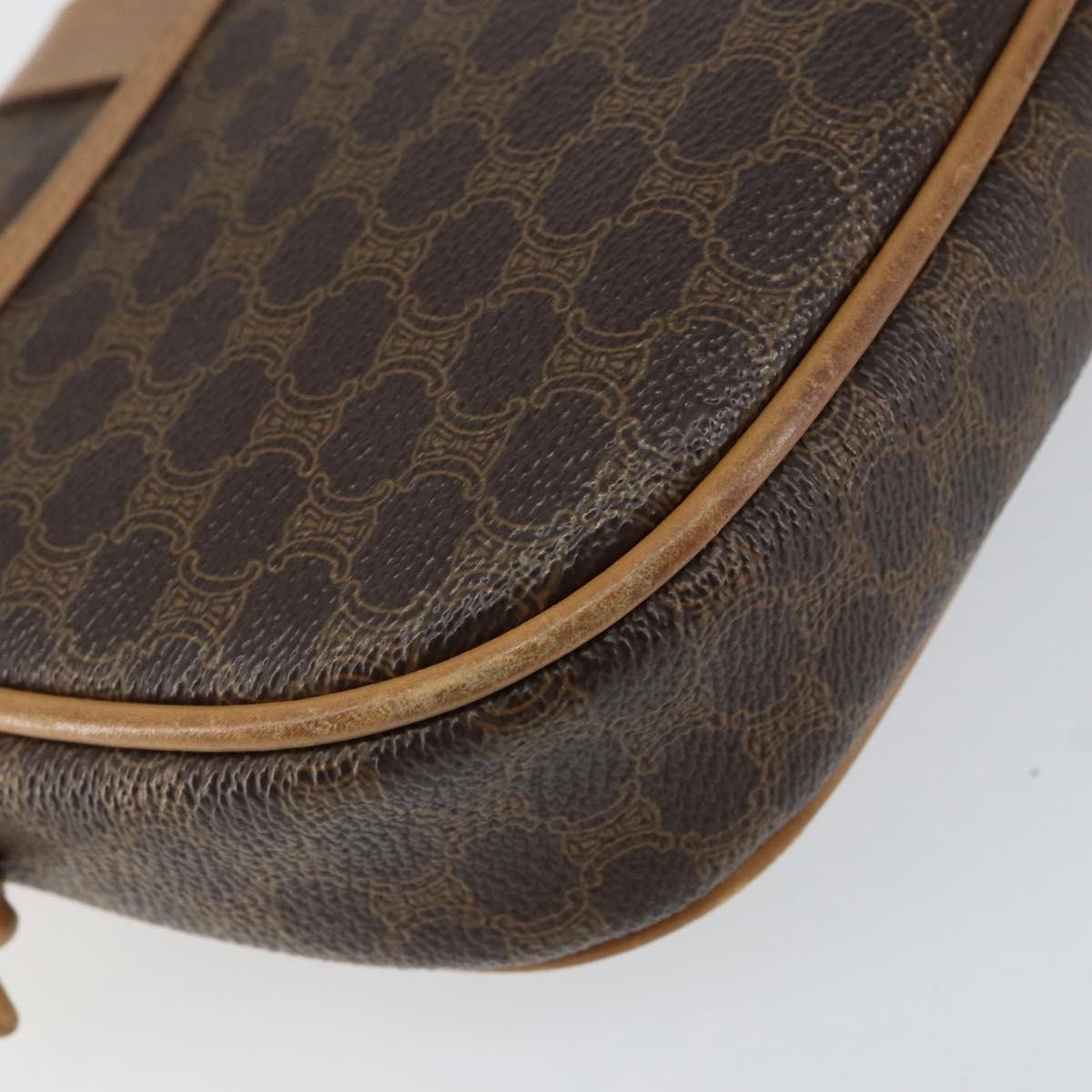 Celine Vintage Macadam Shoulder Bag Canvas And Leather Brown Canvas Shoulder Bag Bag