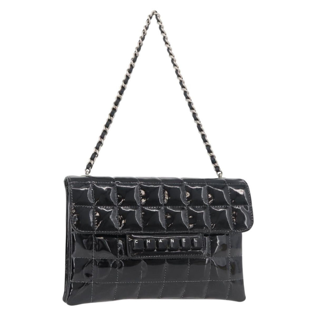 Chanel Keyboard Flap Bag Quilted Patent Black Patent_Leather Shoulder Bag Bag