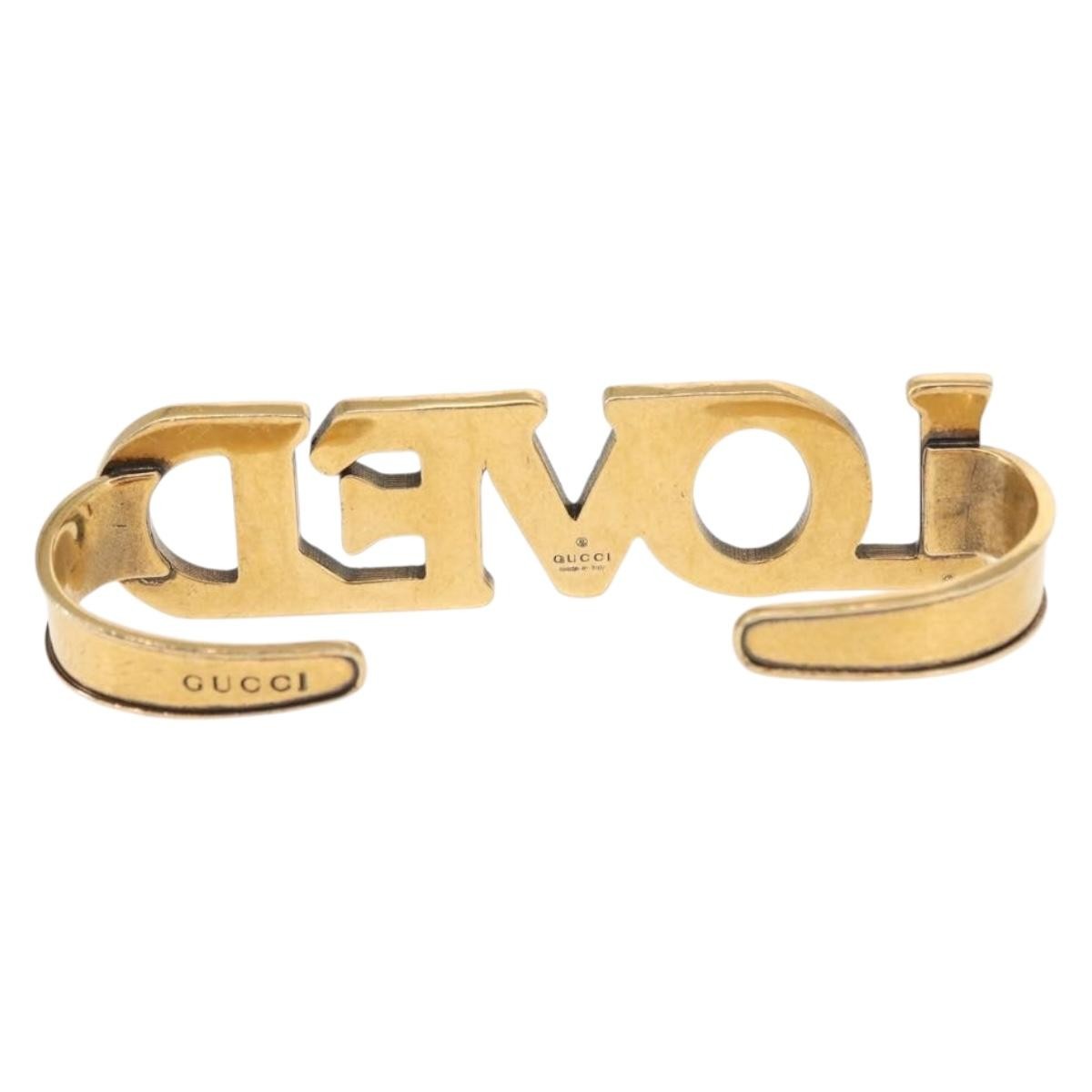 Gucci Loved Palm Cuff Ring Crystal Embellished Metal Gold Metal Cufflinks Jewelry (Pre-Owned)