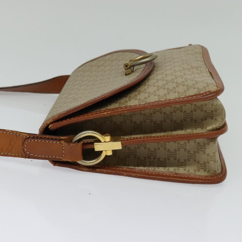 Celine Macadam Shoulder Bag Pvc Leather Beige Canvas Bag