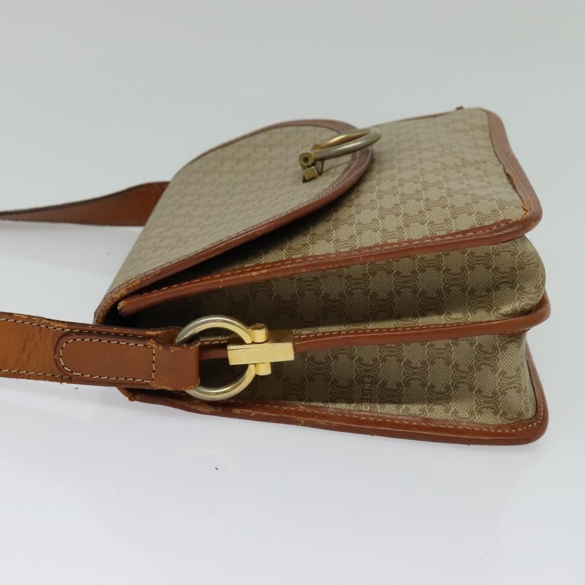 Celine Macadam Shoulder Bag Pvc Leather Beige Canvas Bag