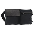 Gucci Vintage Double Belt Bag Gg Canvas With Leather Black Canvas Shoulder Bag Bag (Pre-Owned)