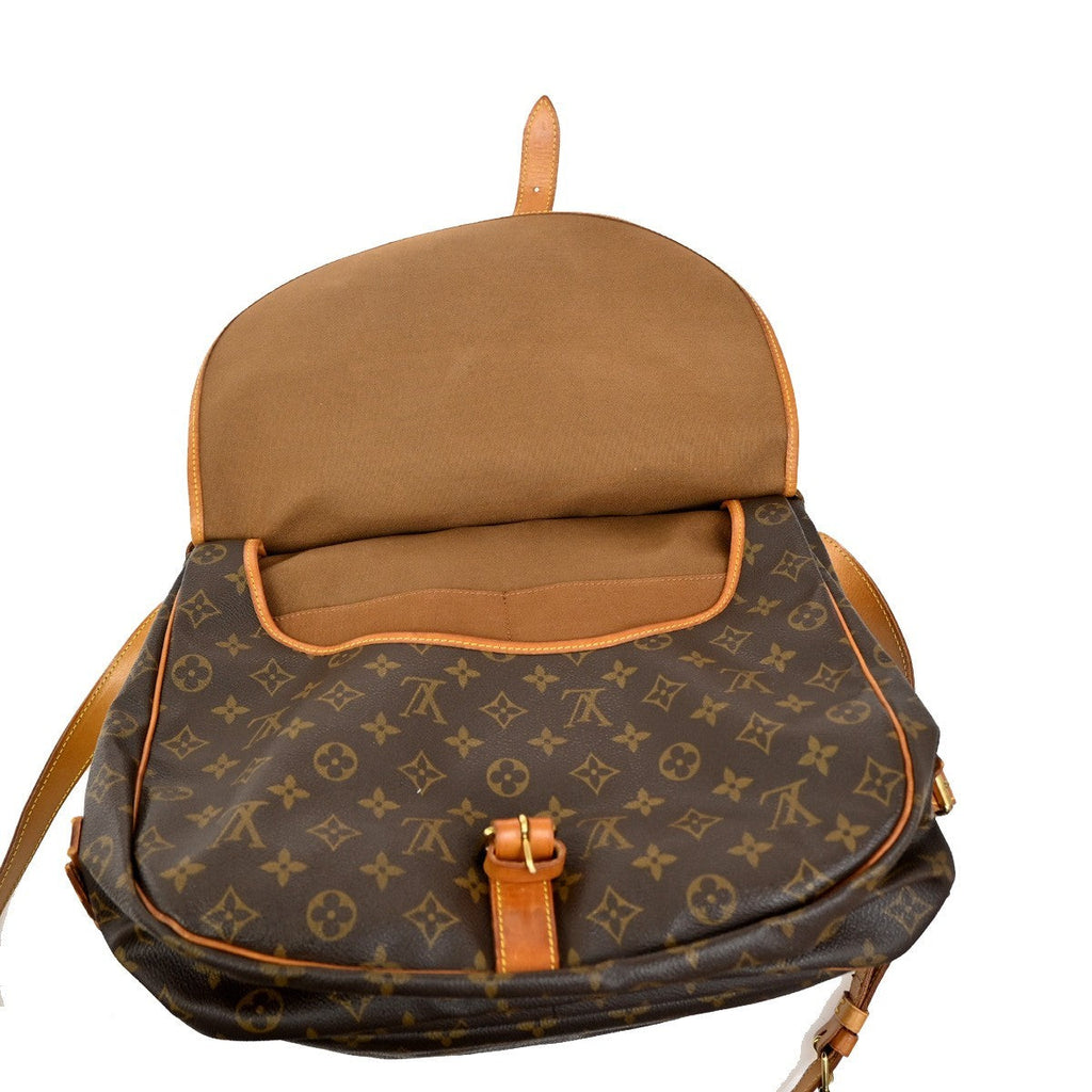 Louis Vuitton Saumur Handbag Monogram Canvas Brown Canvas Shoulder Bag