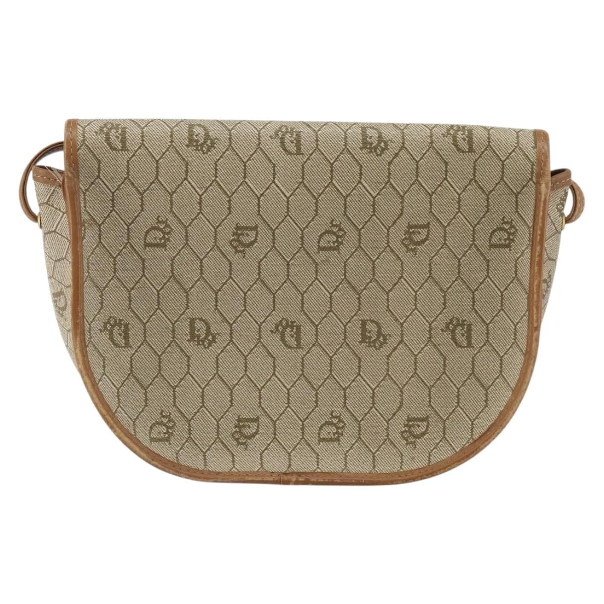 Christian Dior Vintage Honeycomb Shoulder Bag Canvas And Leather Beige Canvas Shoulder Bag Bag (Pre-Owned)