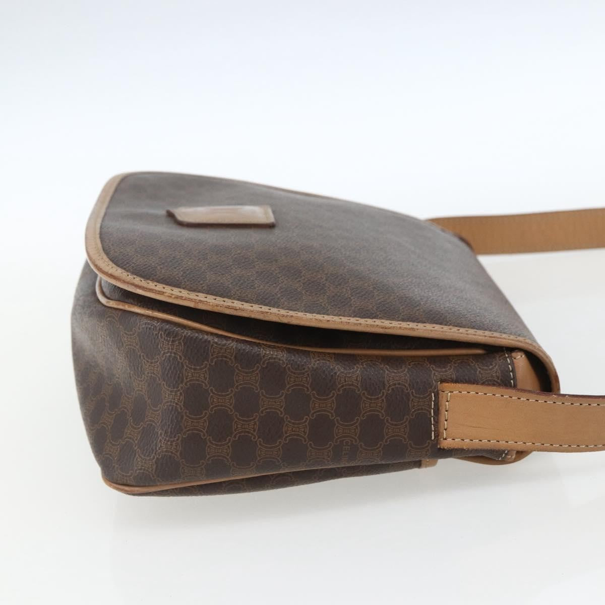 Celine Vintage Macadam Shoulder Bag Canvas And Leather Brown Canvas Shoulder Bag Bag