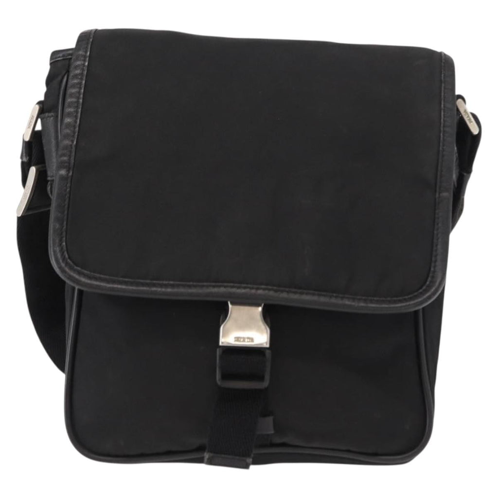Prada Logo Flap Messenger Bag Tessuto Black Nylon Shoulder Bag Bag