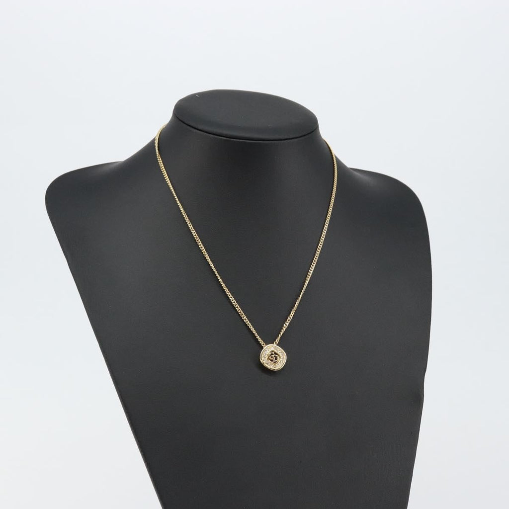 Christian Dior Cd Pendant Necklace Metal And Crystals Gold Metal Jewelry (Pre-Owned)