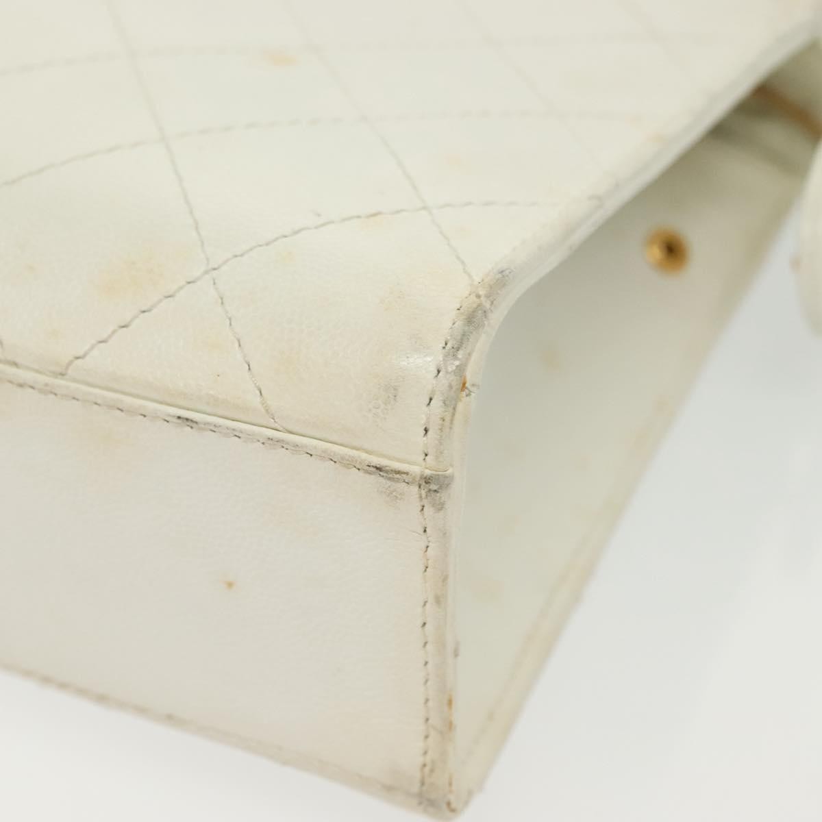 Chanel Cc Shoulder Bag Quilted Caviar White Leather Bag
