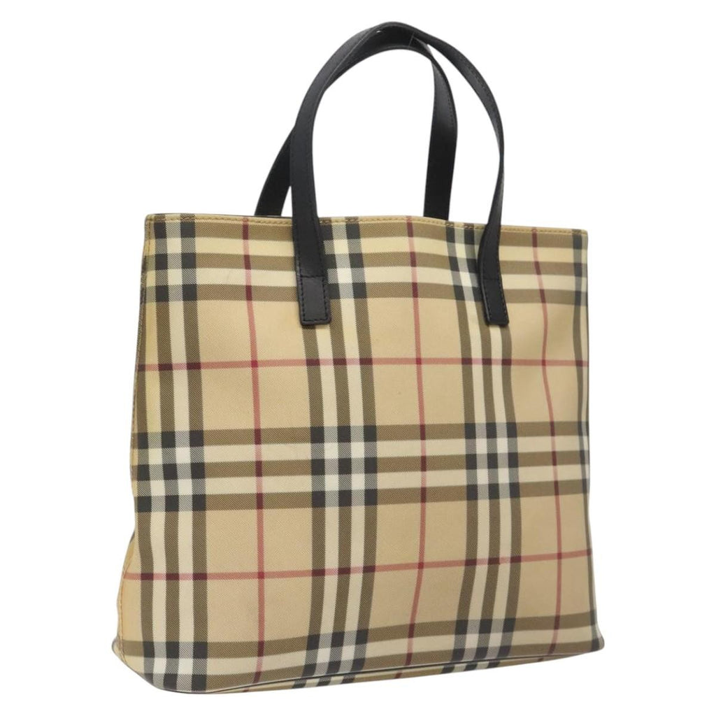 Burberry Nova Check Tote Canvas Check Pattern Beige Canvas Tote Bag