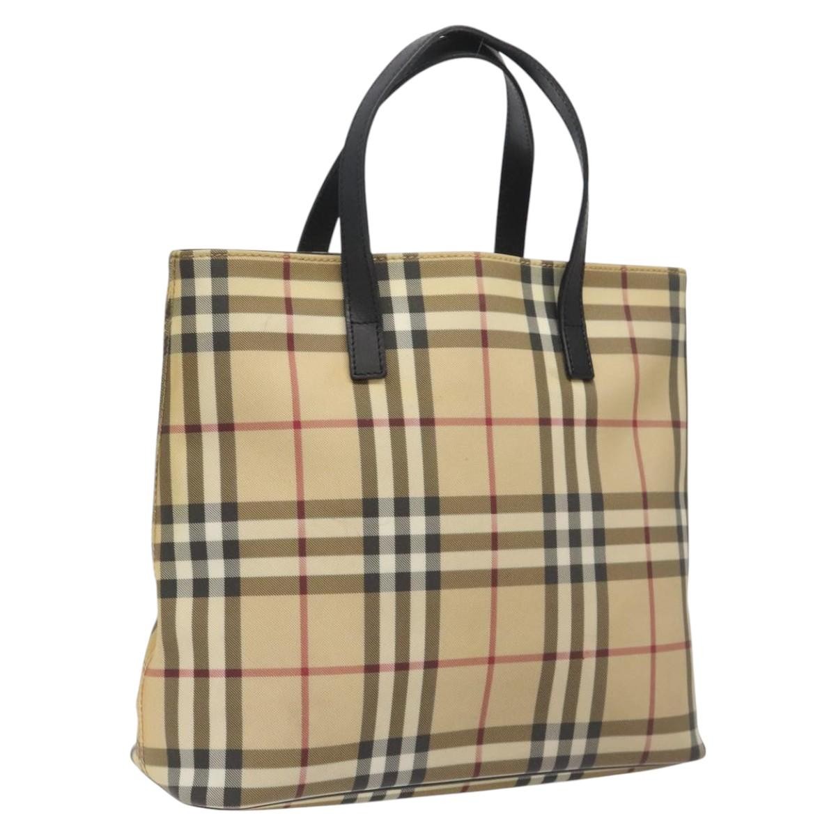 Burberry Nova Check Tote Canvas Check Pattern Beige Canvas Tote Bag