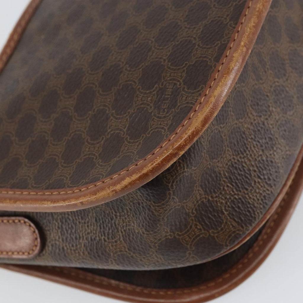 Celine Vintage Macadam Shoulder Bag Canvas And Leather Brown Canvas Shoulder Bag Bag