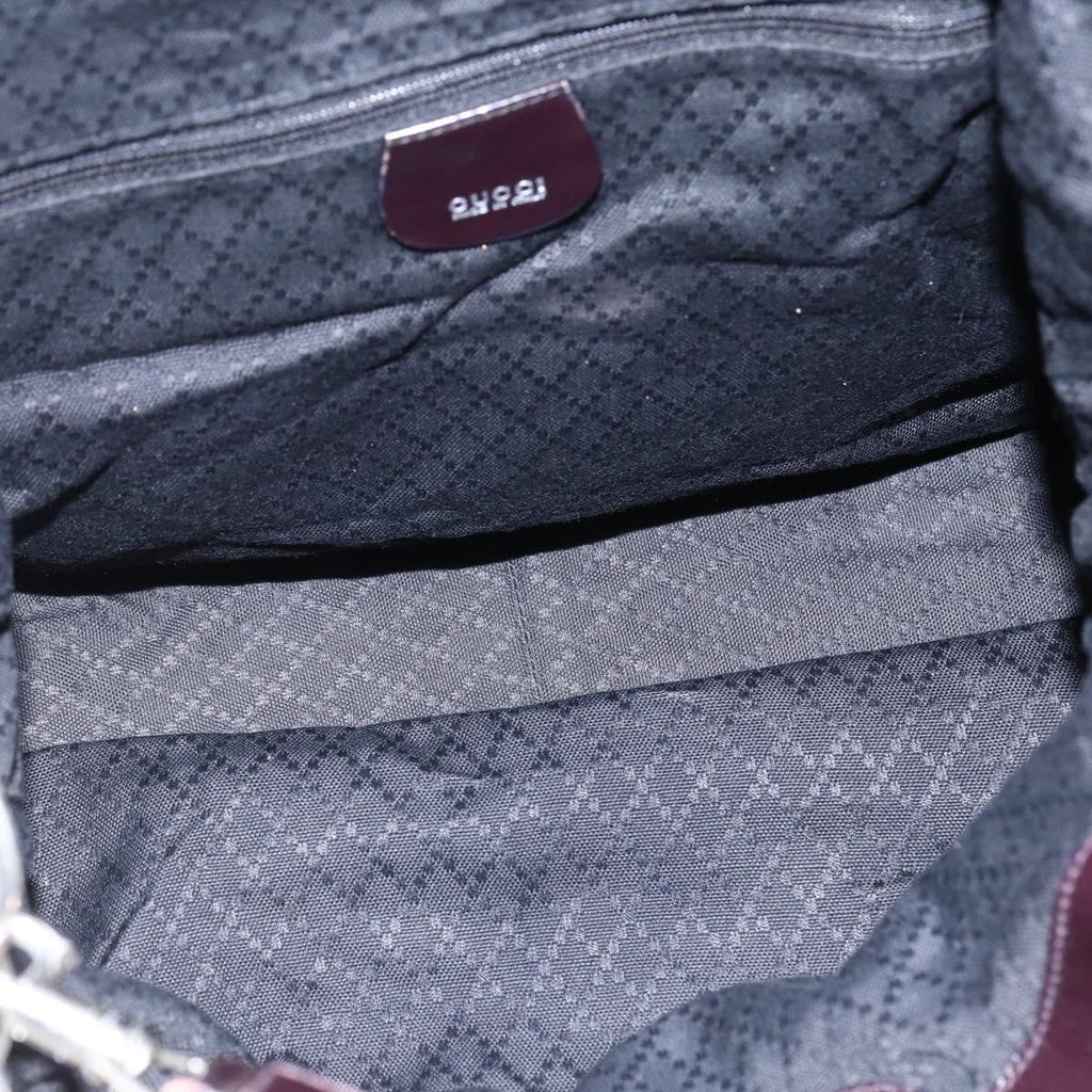 Gucci Vintage Bamboo Handle Bag Nylon Burgundy Nylon Handbag (Pre-Owned)