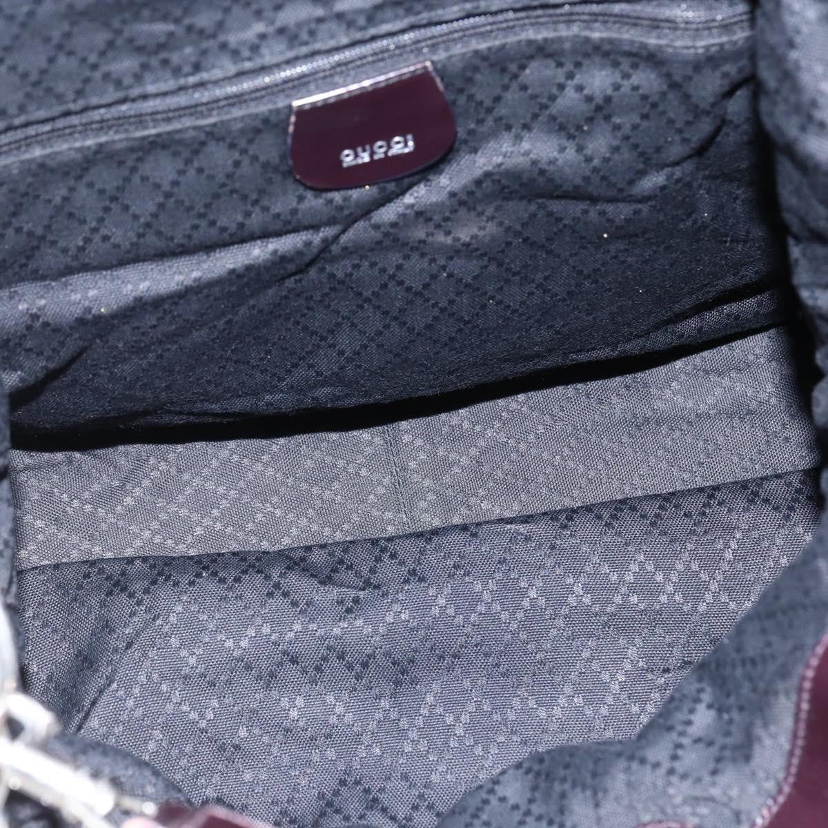Gucci Vintage Bamboo Handle Bag Nylon Burgundy Nylon Handbag (Pre-Owned)
