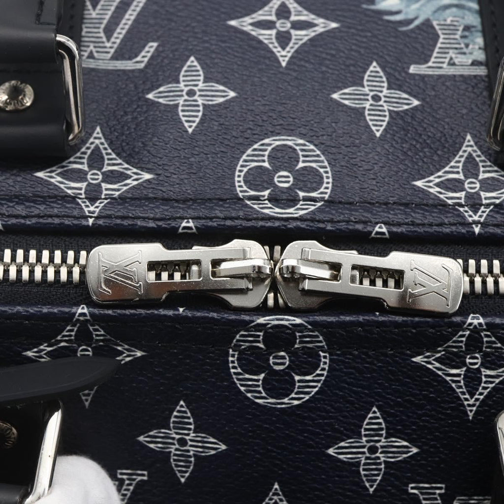 Louis Vuitton Keepall Bandouliere Bag Limited Edition Chapman Savane Monogram Canvas Navy Canvas Travel Bag