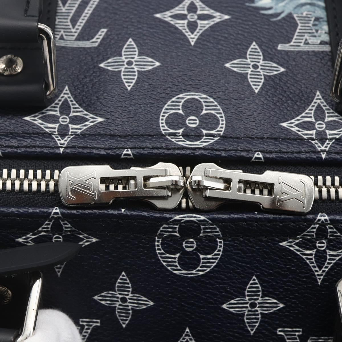 Louis Vuitton Keepall Bandouliere Bag Limited Edition Chapman Savane Monogram Canvas Navy Canvas Travel Bag