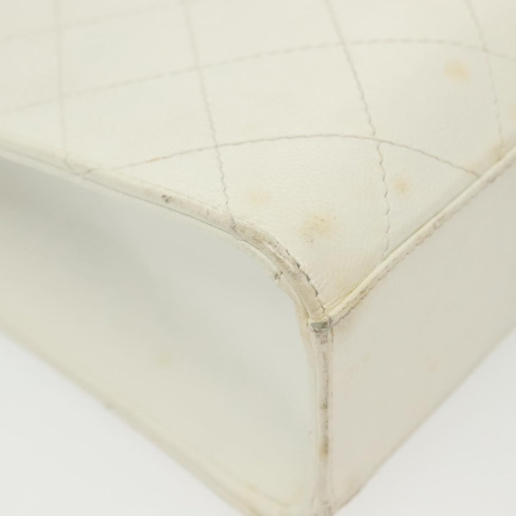Chanel Cc Shoulder Bag Quilted Caviar White Leather Bag