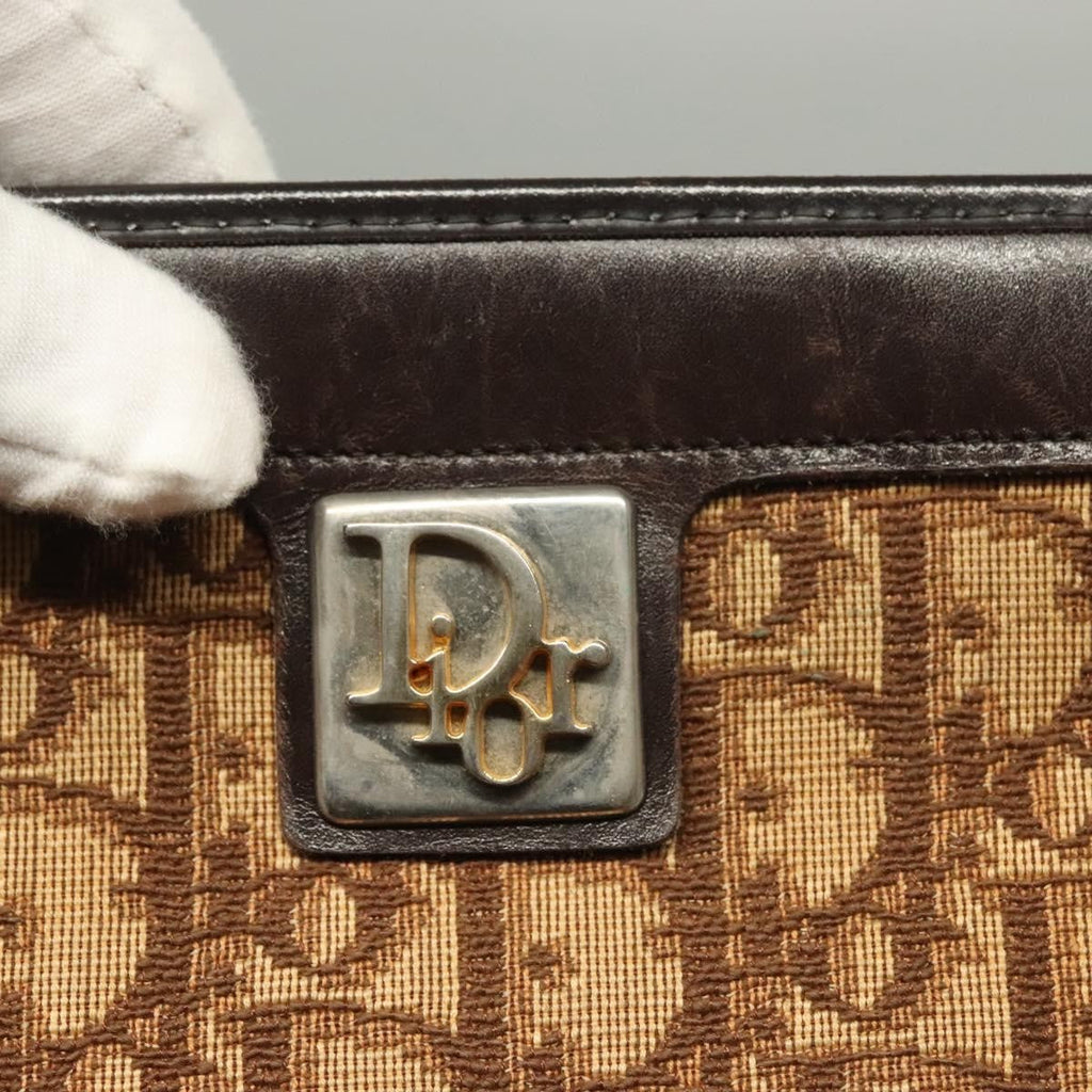 Christian Dior Vintage Trotter Shoulder Bag Canvas Brown Canvas Bag (Pre-Owned)