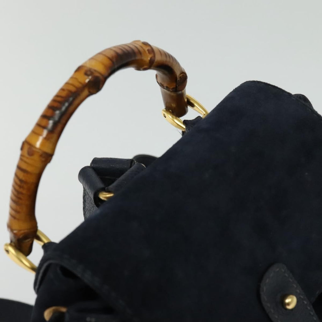 Gucci Gucci Bamboo Backpack Daim Navy Suede Backpack Bag (Pre-Owned)