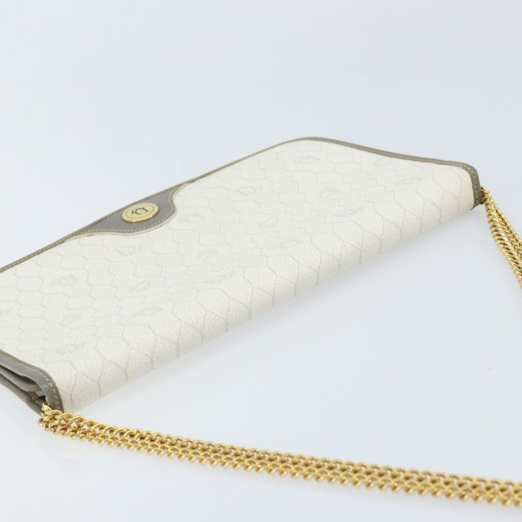 Christian Dior Vintage Honeycomb Chain Canvas White Canvas Shoulder Bag Bag (Pre-Owned)
