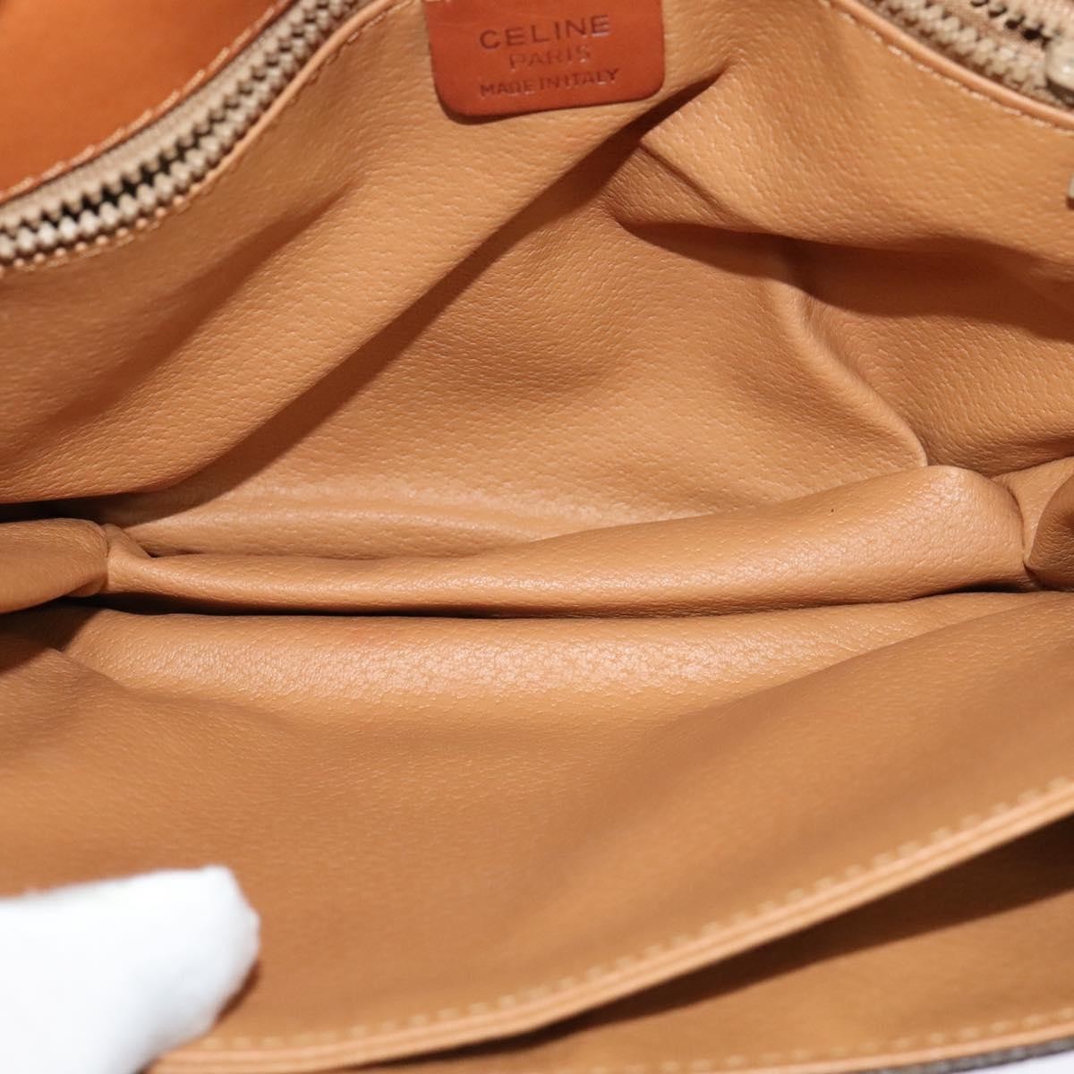Celine Vintage Macadam Shoulder Bag Canvas And Leather Brown Canvas Shoulder Bag Bag