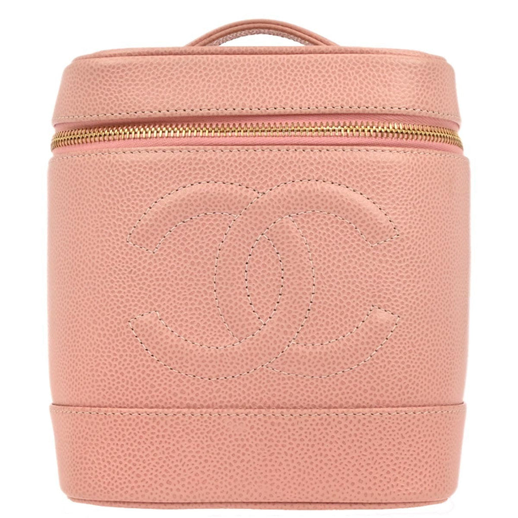 Chanel Vintage Timeless Cosmetic Case Caviar Pink Leather Clutche & Pouche Bag