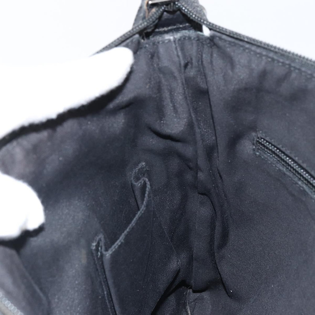 Gucci Zip Messenger Bag Gg Canvas With Perforated Leather Black Canvas Shoulder Bag Bag (Pre-Owned)