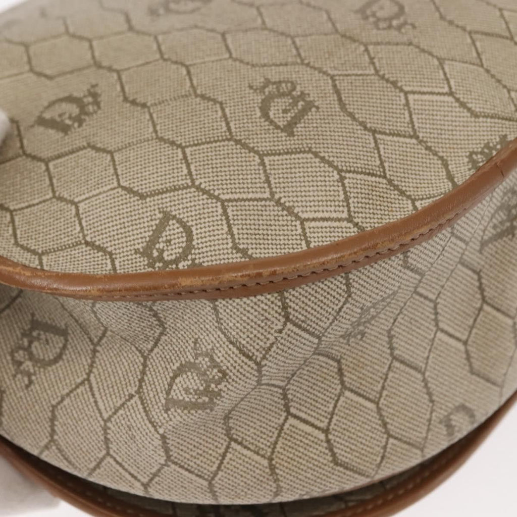 Christian Dior Vintage Honeycomb Flap Crossbody Bag Coated Canvas Beige Canvas Bag (Pre-Owned)